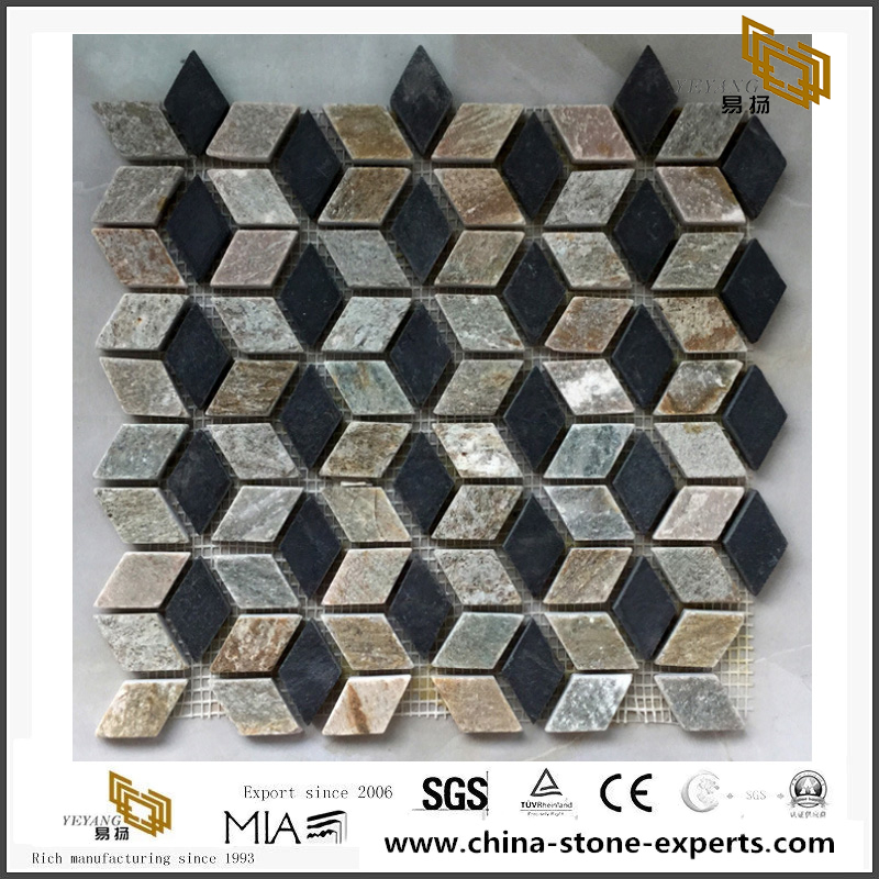 Natural Black And Grey Slate Stone Mosaic Tiles