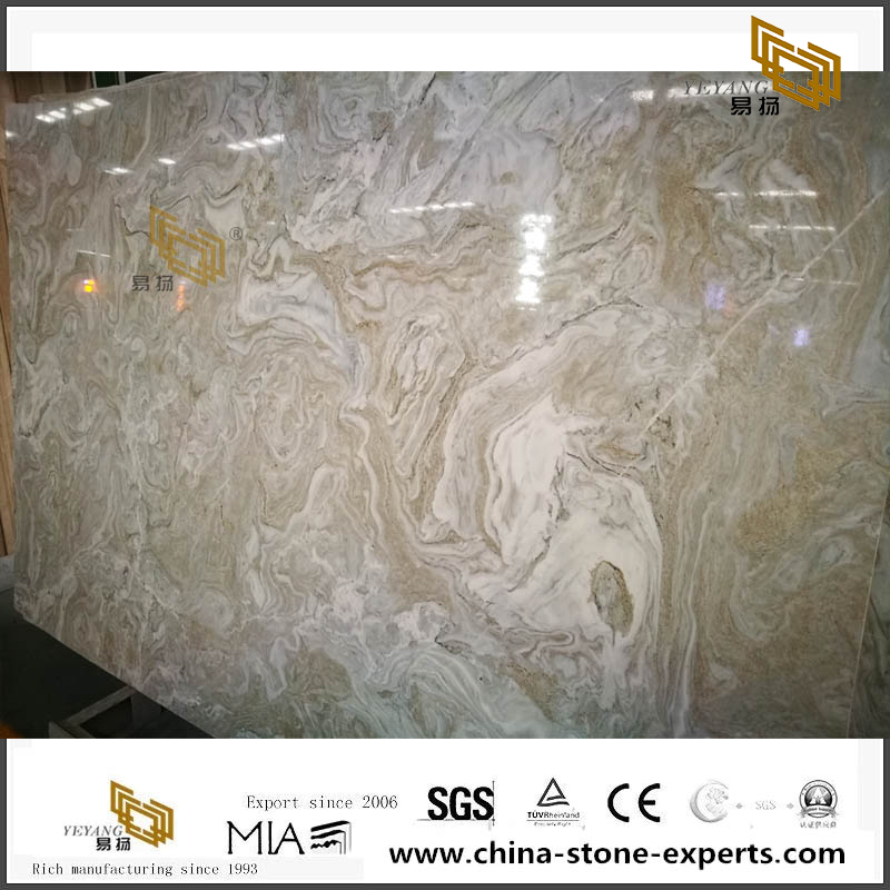 Andean Snow Marble Slab Yellow And White Decoration Tile Marble For Hall