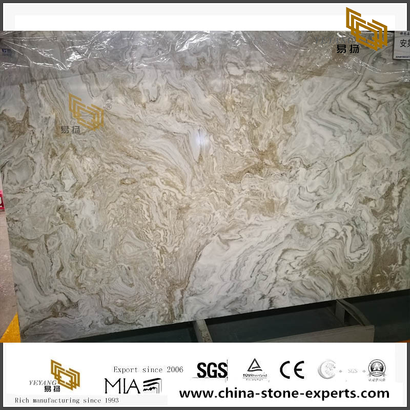 Andean Snow Marble Slab Yellow And White Decoration Tile Marble For Hall