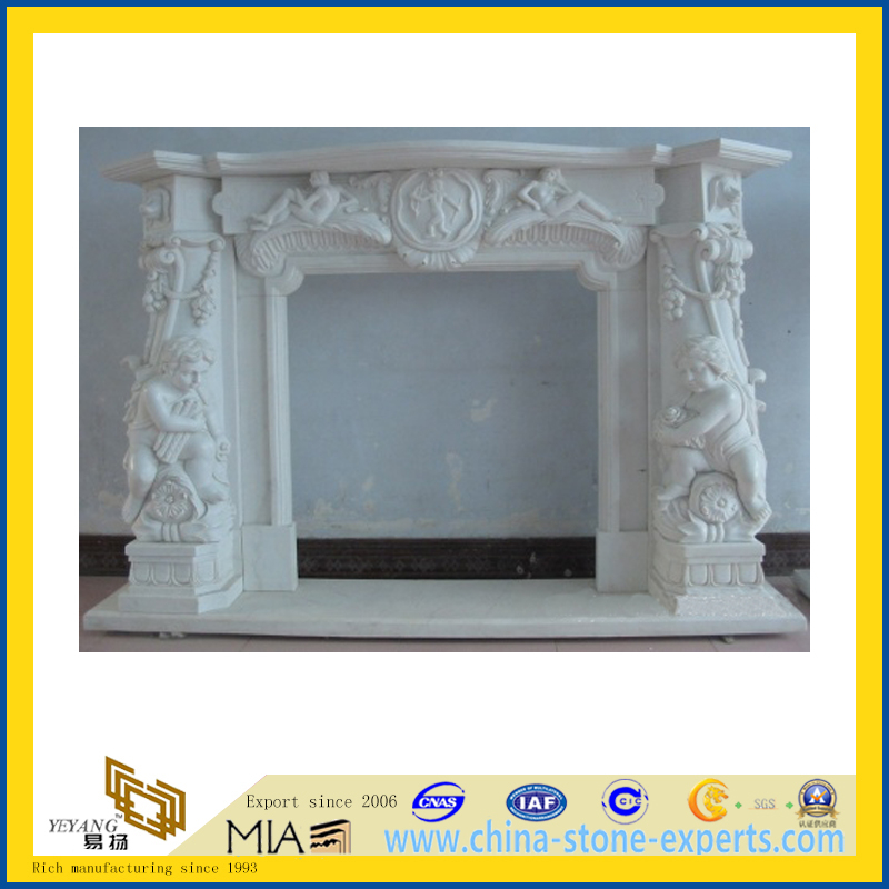 Carved Marble Stone Fireplace for Indoor and Outdoor(YQG-F1010)