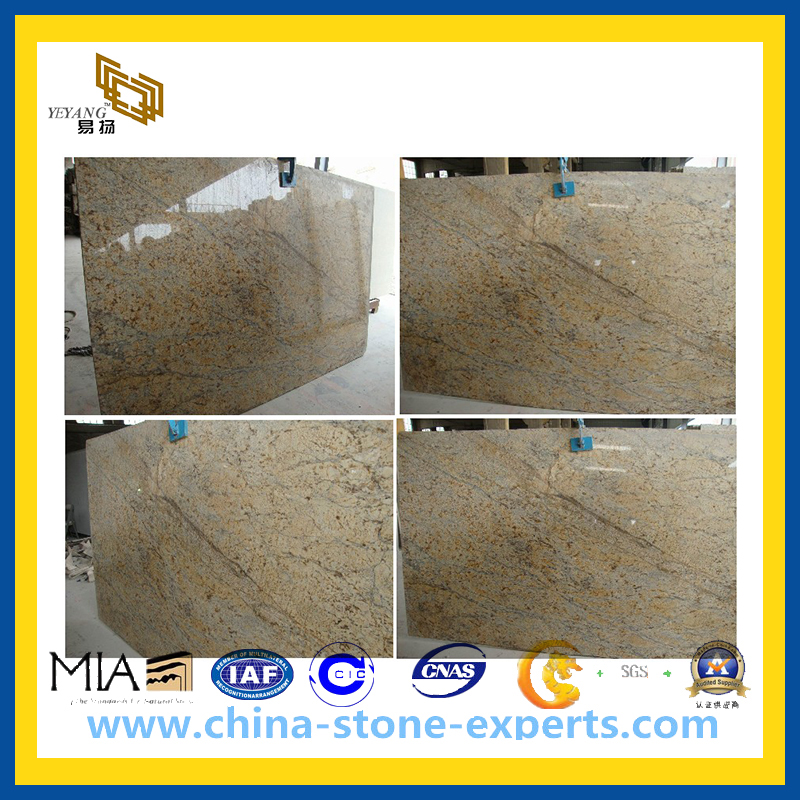 Polished Crystal Golden Flower Granite Stone Slabs, Countertops, Floor Tiles (YQZ-GS)