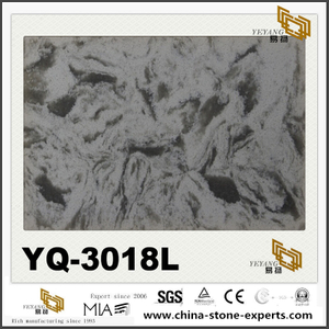 Grey Vein Polished Quartz YQ-3018L Slabs For Sale