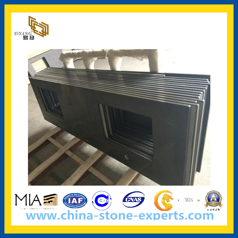 Black Quartz Countertops for Kitchens (YQW-GC)