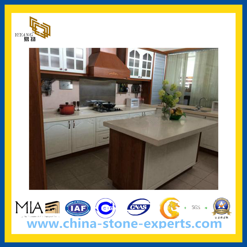 Hot Sale Beige White Artificial Quartz Countertops(YQW-GC1024)