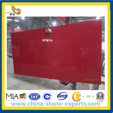 Crystal Red Quartz Artificial Stone Slab for Countertop (YYAZ)
