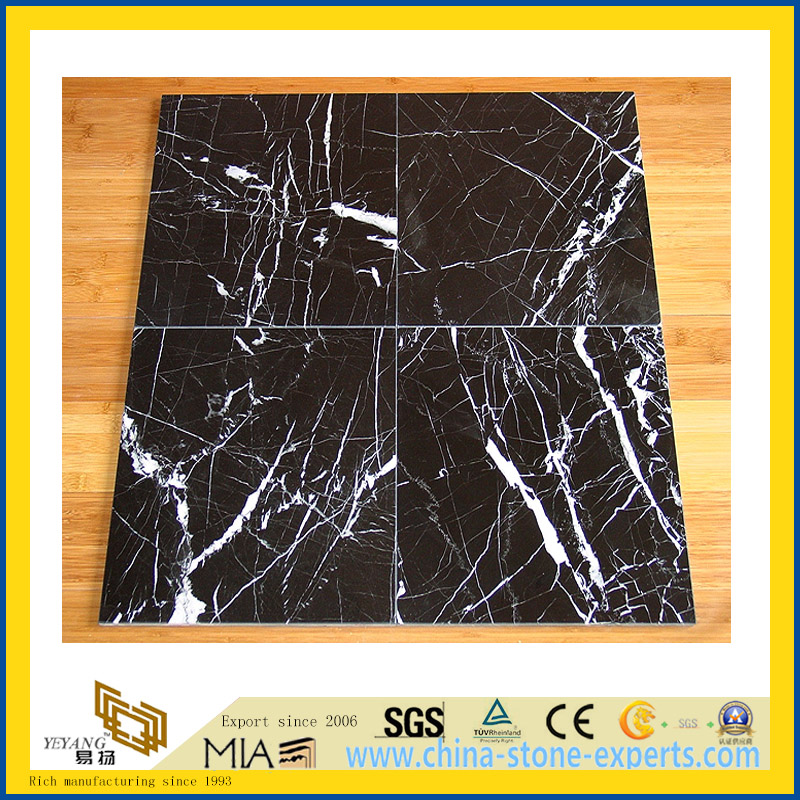 Chinese Black Neor Maqurina Marble Tile for Flooring/Wall Decoration