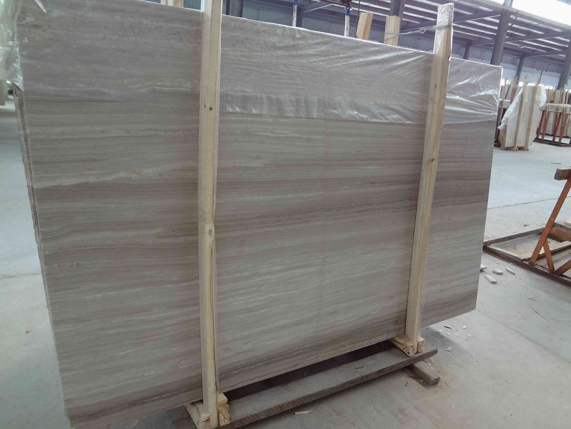 White Wood-Grain Marble Slabs for Kitchen Countertop