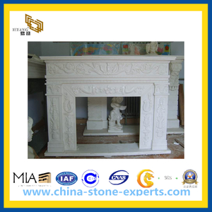 White Marble Stone Carving Fireplace for Indoor