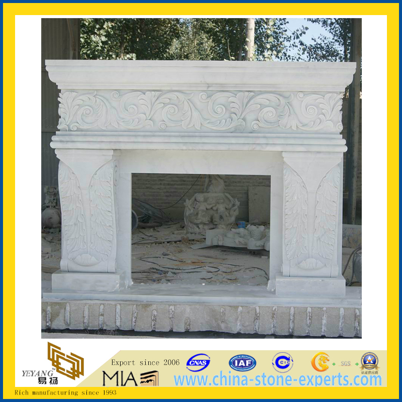 White Marble Statue Carving Fireplace for Decoration(YQG-F1007)