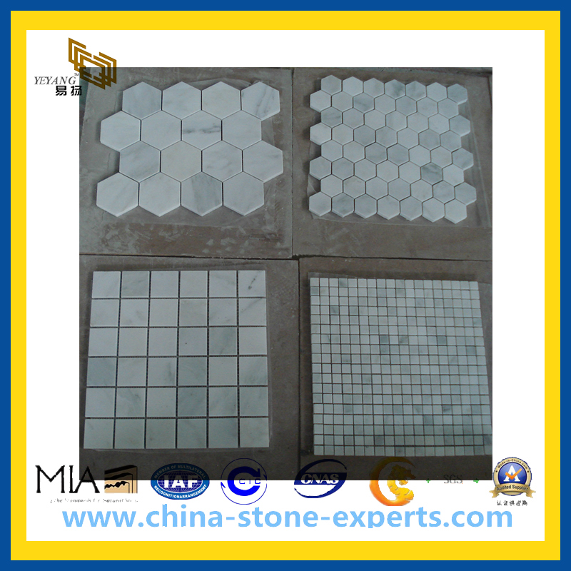 White Marble Stone Mosaic Tile for Outdoor Landscape Wall (YQZ-M1014)