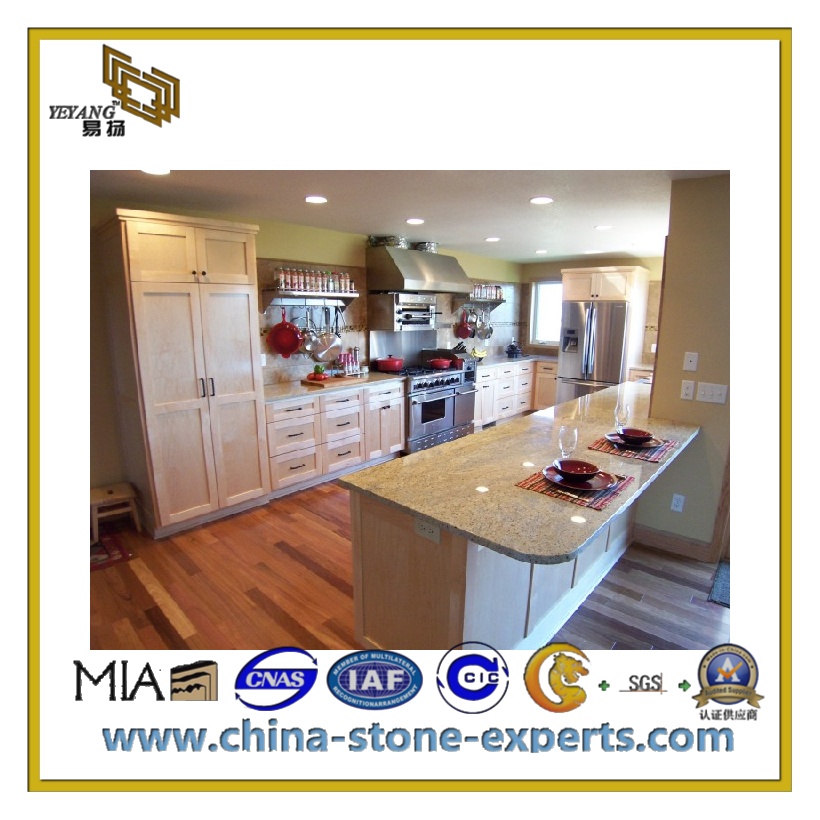 Polished Bullnose Wooden Yellow Marble for Kitchen Countertop(YQC-MC1003)