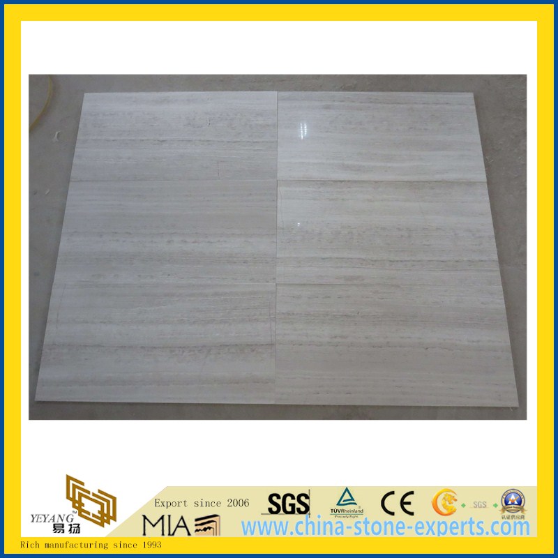 White Wood Grain Polishing Marble for Kitchen/Bathroom Wall &amp; Floor Tiles