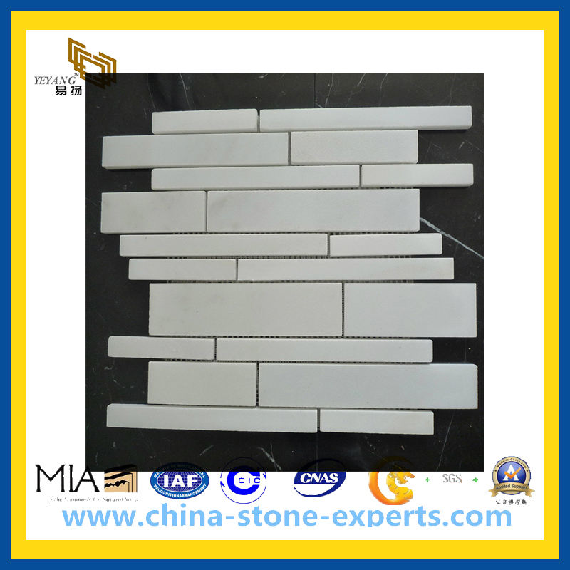 Honed White Marble Stone Mosaic Tile for Outdoor Landscape Wall (YQZ-M1013)