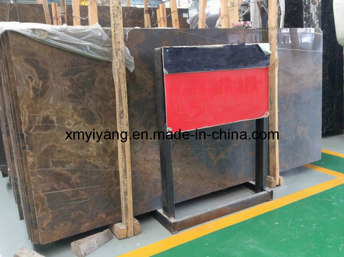 New Polished China Golden/Dark Emperador Marble Slab for Walling, Flooring (YY -NM002)