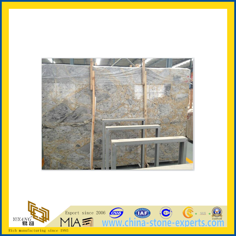 Polished Natural Gold Imperial Marble Slabs for Countertop/Vanitytop (YQC)