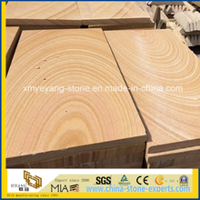 Precut Natural Yellow Wooden Grain Sandstone Cut-to-Size Slab