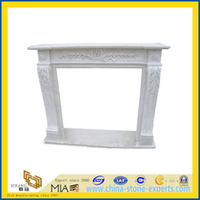 Custom Modern White Marble Carved Stone Fireplace Mantel for Sale(YQC)
