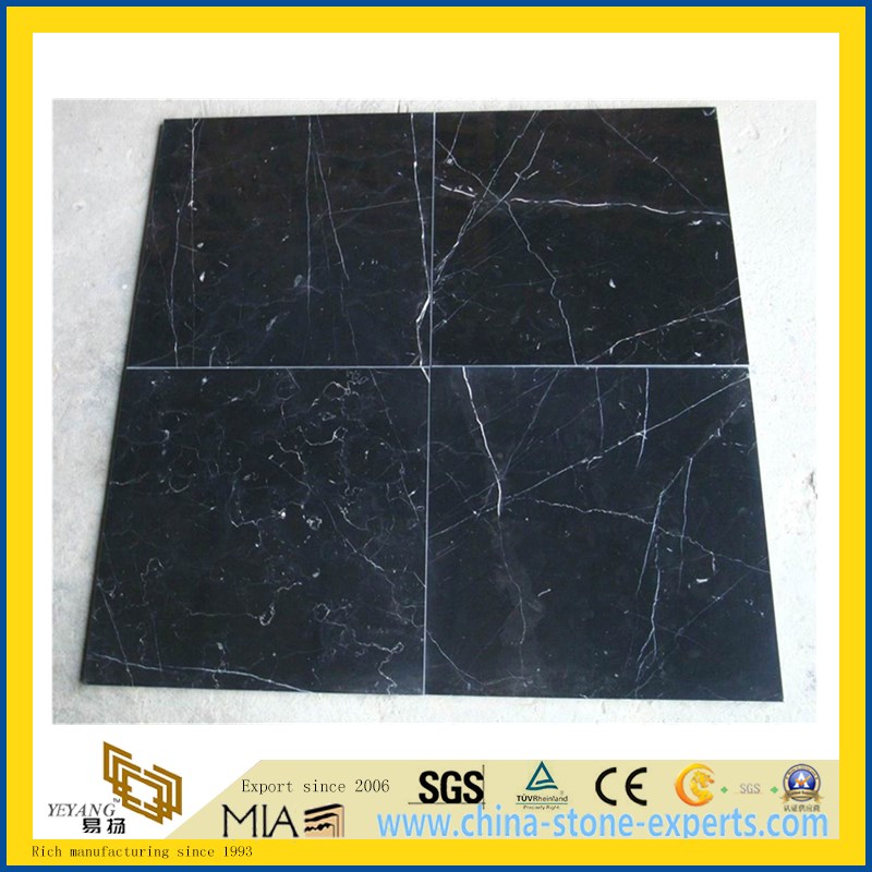 China Nero Marquina Marble Tile for Flooring Decoration