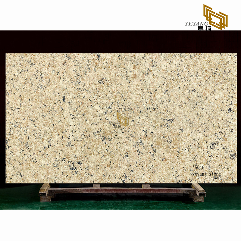 natural gold quartz slabs for bathroom countertops quartz tile flooring(A5046)