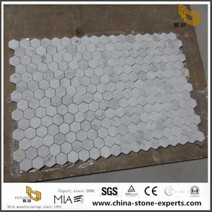 China Carrara White Marble Hexagon Mosaic Tile