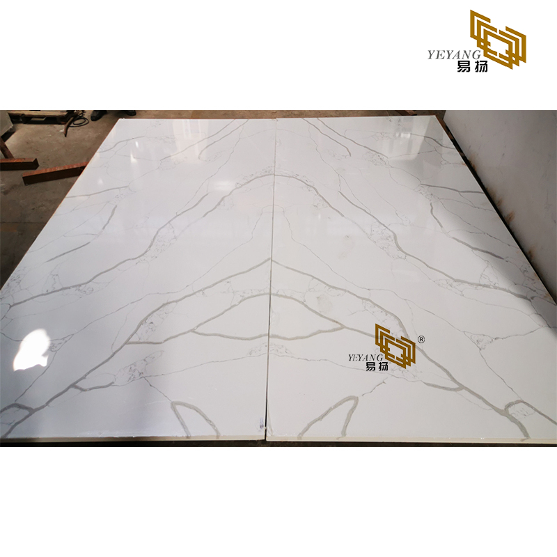Calacatta white quartz kitchen countertops project manufacture YQ-NT309