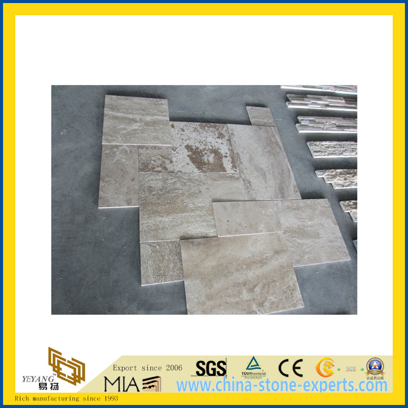 Natural Polished Coffee Travertine Marble Tile for Wall/Flooring (YQC)