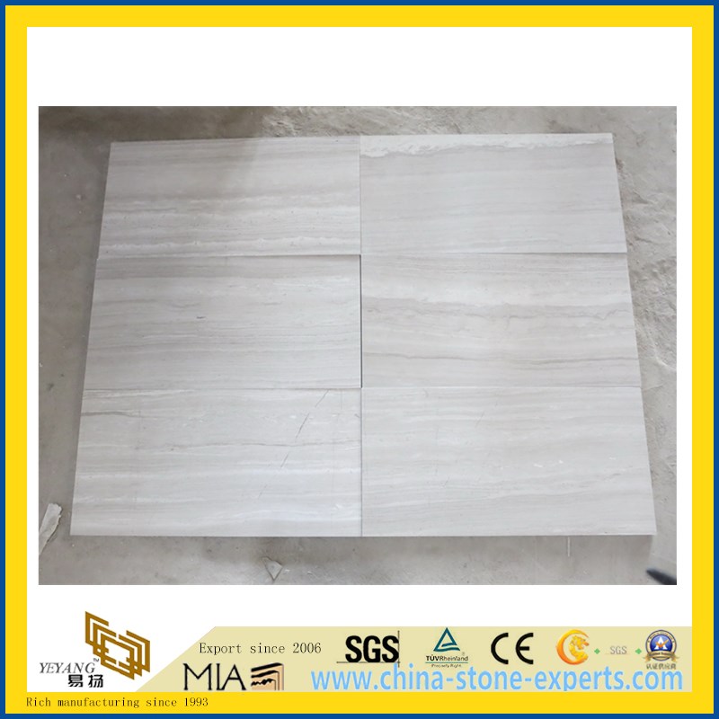 White Wooden Grained Marble Tile for Flooring Decoration